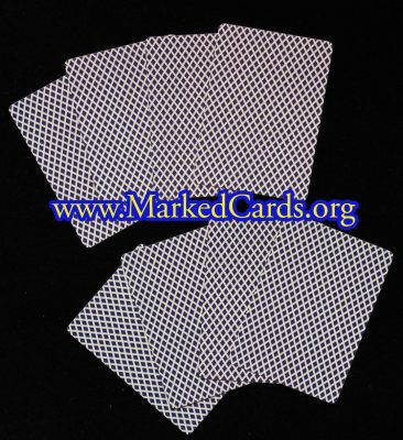 The Juice Training Pack is a system designed to help you train your eyes to see shade or juice on the back of cards that is very light. You're given 10 different cards in two sets of five (one with Dots and the other with Dashes) with varying shades of strength put on each set of cards. The instructions teach you how to use the cards to train your eyes from the very easy to the extremely difficult. If you can train your eyes to see the most difficult-to-read marks you'll be in a category very few people on earth can claim. You'll literally be able to see juice or shade on any card at the highest professional level there is. We recommend that if you are purchasing a Juice Deck you also get the training pack in the same color as the deck. In addition, if you decide to take it a step further and get the Juice Ink Kit to mark your own cards you'll be able to mark cards that no one can see. The Juice Training Pack comes in Bee Brand Cards only and is available in Red or Blue.